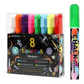 Rotuladores de tiza líquida, rotuladores borrables de punta media de 8 colores y 6 mm para pizarra, cristal, ventana y espejo, rotulador reversible para pizarra de tiza de doble punta
