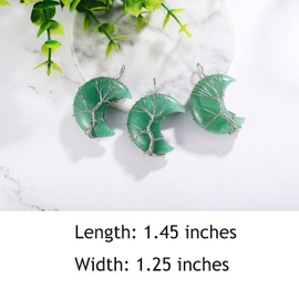 XIANNVXI 3Pcs Crystals Necklaces for Women Green Aventurine Moon Necklace Tree of Life Rose rose Hexagonal Crystal Pendant Natural Jewelry Mothers Day Gifts