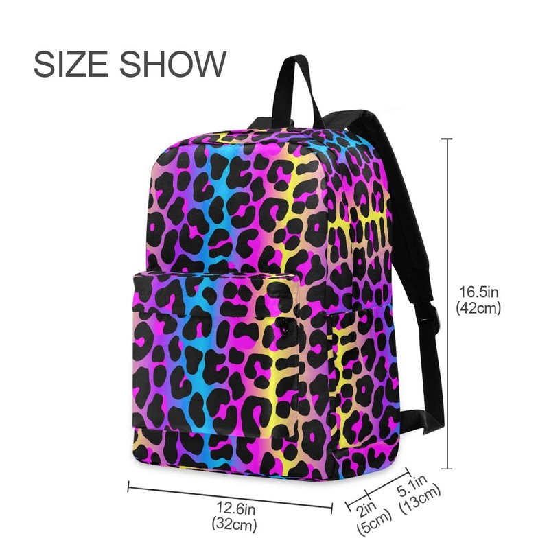 senya Backpack Travel Rucksack, Leopard Print Cheetah Neon Gradient Lightweight