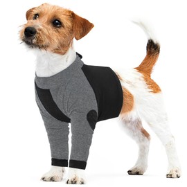 LeLePet Dog Recovery Sleeve for Front Legs, Elbow Protection, Surgical Recovery Suit, Dog Leg Wound Protector for Licking, Short Dog Suit, Leg Brace, Black, Medium