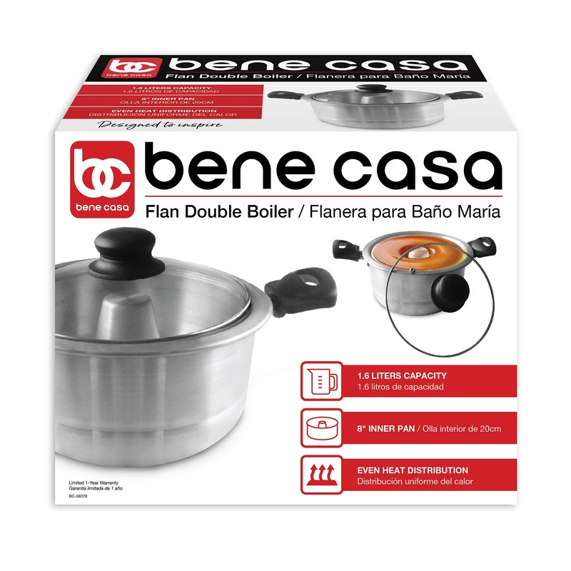 Bene Casa - Aluminum Flan Mold Double Boiler with Glass