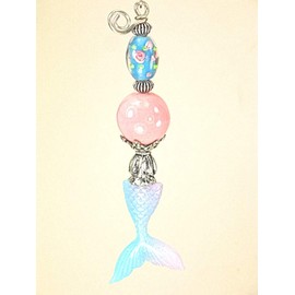Two-Tone Glittery Gold and Red Mermaid Tail and Glass Ceiling Fan Pull