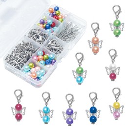 Ahaimy 50 Sets Guardian Angel Set, Key Ring Set, Guardian Angel Pendant Set, Guardian Angel Key Ring, Beads Crafts, Key Chain Craft Set, for DIY Wedding Gifts, Crafts