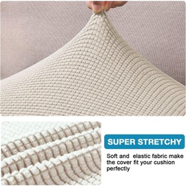 Flamingo P Large Couch Cushion Covers 3 Piece Set Sofa Seat Slipcovers for Deep Oversized Cushions with Elastic Bottom Furniture Protector for Pets & Kids, 3 Seat XL Cushion Cover, Biscotti Beige