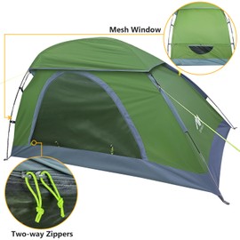 AYAMAYA 1 Person Tent for Backpacking - Lightweight Single Person Hiking Tent with Skylight & Waterproof Rainfly & Ground Vents, Easy Setup One Man Small Tent for Camping Backpacking Hiking