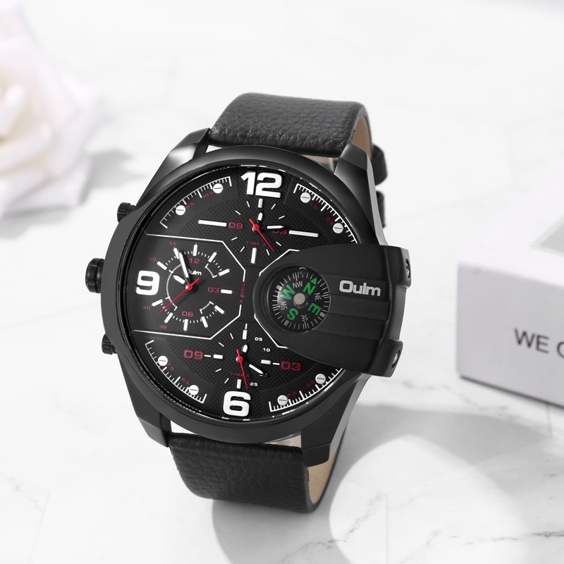 Round Watch Cool Men Men : Multifunction Calendar Compass Exercise