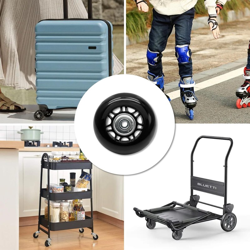 Joyangy 64 x 24mm Luggage Wheels Replacement, 2Pcs Rubber Suitcase