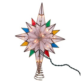 Kurt S. Adler 10-Light Bethlehem Capiz Star Multi-Tip Treetop Tree Topper