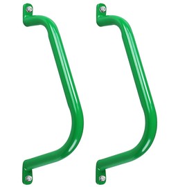 Purife 17'' Metal Playground Safety Handle (Set of 2), Outdoor Swing Set Safety Grab Bar, Playset Handles, Hand Grips for Playhouse, Treehouse Jungle Gym - Green