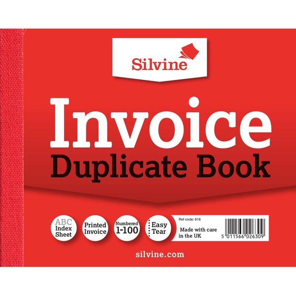 Silvine Duplicate Invoice Book - Numbered 1-100 with index sheet (102 x 127mm)