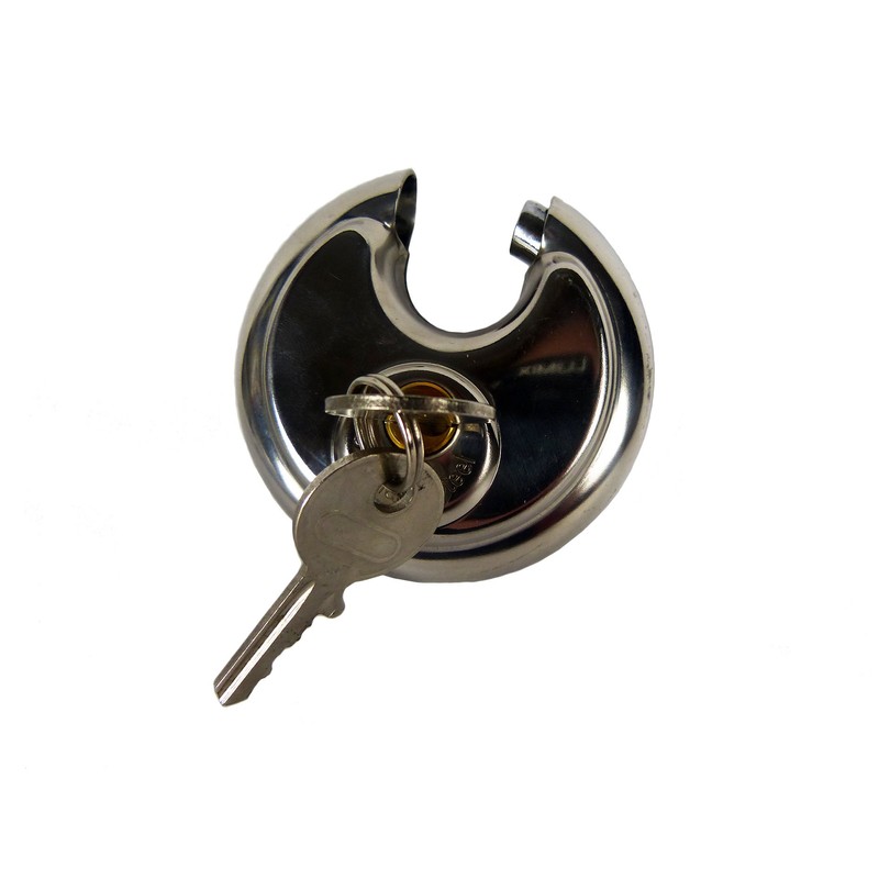 Round Discus Padlock 2 Keys 70mm Disc Heavy Duty Outdoor