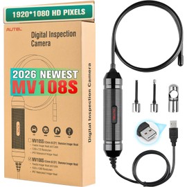Autel MaxiVideo MV108S Digital Inspection Camera, 2026 Newer of MV108, 8.5mm USB Industrial Endoscope IP67 Waterproof 1920P HD Borescope Camera 39.5'' Flexible Cord Snake Cameras for Autel Tool & P.C