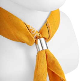 Komonee Tie Neck Ring Loop Clasp Silver Colour With Amber Paisley Bandana Head Scarf Headbands Handkerchief Cowboy Cotton Bib Party Face For Mens Womens Unisex