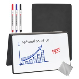LICQIC A5 Portable Dry Erase Whiteboard Notepad, Reusable Whiteboard Notebook with Pen and Cleaning Cloth for Office, Business, Study, Meeting (Black)