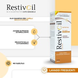 RestivOil Shampoo Fisiologico Nutriente per Capelli, Olio Fisiologico con Azione Idratante Protettiva e Riparatrice, per Capelli Secchi e Opachi, 250 ml