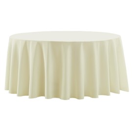 Aocoz Round Tablecloths 2 Pack 120 Inch Ivory Tablecloth Linen Polyester Table Clothes Cover for Dining Table Banquets Buffet Parties and Wedding