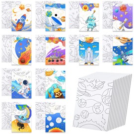 12 paquetes de lona predibujado para pintar, lona preimpreso de 5 x 7 pulgadas, para niños, tablas de pintura preestiradas para principiantes, estudiantes, recuerdos de fiesta