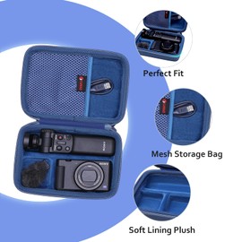 XANAD Hard Case for Sony ZV-1F / ZV-1 / ZV-1 II Digital Camera Fits Vlogger Accessory Kit Tripod and Microphone - Travel Protective Carrying Storage Bag Blue