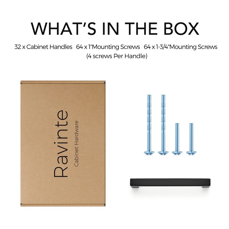 Ravinte 32 Pack 4-1/2 Inch Square Cabinet Handles - Matte