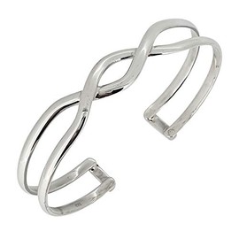 Treasure Bay Women's Silver Bracelet - 925 Sterling Silver Bangle Bracelet for for Girls - Classic Shiny Plain Silver Bangle Bracelet - adjustable size