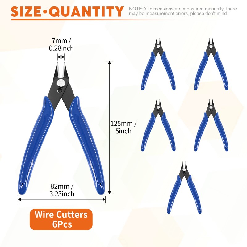 Rustark 6Pcs 5 Inch Micro Wire Flush Cutters, Precision Plastic