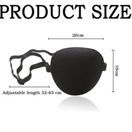 2PCS Eye Patch, Eye Patches for Adults, Eye Patches for Adults Medical, Left or Right Eyes, Adjustable Buckle to Treat Lazy Eye Amblyopia Strabismus for Adults(Black)