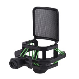 Plastic Microphone Shock Mount Anti-vibration Mic Holder Stand with Metal Pop Filter Universal Screw Adapter for Diameter 23.5mm-24.5mm