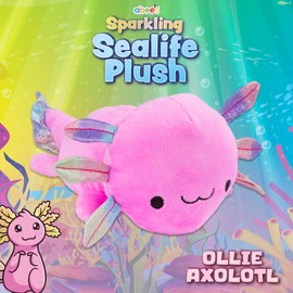 abeec Axolotl Plush Toy | Soft Pink Plushie with Rainbow Fins | Cute Stuffed Amphibian Toy for Girls & Boys | Sea Life Axolotl Soft Toy | 32cm