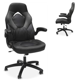 RESPAWN 3085 Ergonomic Gaming Chair for Adults, High Back Office Chair with Headrest and Flip Up Arms, Leather Racing Style Gaming Seat with Lumbar Support, Video Game Computer Desk Seat - Gray