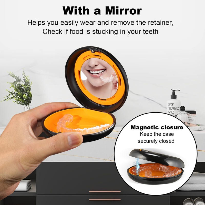 Retainer Case, Slim Aligner Case with Adjustable Vent Holes and