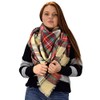 Peach Couture Warm Tartan Plaid Woven Oversized Fringe Scarf Blanket
