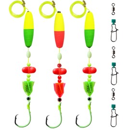 Bombite Catfish Rigs Catfish Rig,Catfish Floats with Rattles 6/0 Circle Hooks Santee Rig Catfish Fishing Tackle 3pcs/Set
