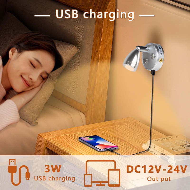 CPROSP 2-Piece 3 W 12 V LED Camper Lamp Dimmable