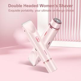 Intimrasierer für Frauen, 2 in 1 Dual Head Damenrasierer Elektrisch,Bikini Trimmer, Wasserdicht Nass- und Trockenrasierer für Gesicht Körper Bein Bikini