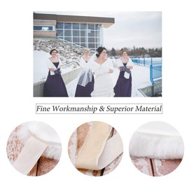 Olbye Women's Faux Fur Wraps Wedding Fur Shawls Wraps 1920 Fur Stoles Bridal Mink Fur Wrap for Women and Girls (White)