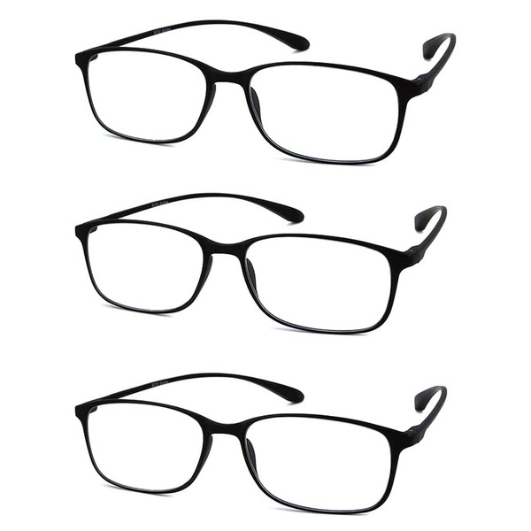 Calabria 720 Flexie Square Reading Glasses +1.50 Ebony (3pack) Men/Women