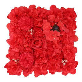 Artificial Flower Wall Panels Simulation Silk Rose Flower Wall Decor for Wedding Party Stage Background Backdrop 15x15in Red