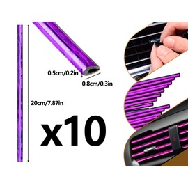 Emezddo Pack of 10 Car Air Vent Decoration, Ventilation Grille Decorative Strips, DIY Decorative Strips, Air Conditioning Air Outlet Interior Trim, for Most Air Vents (Purple)
