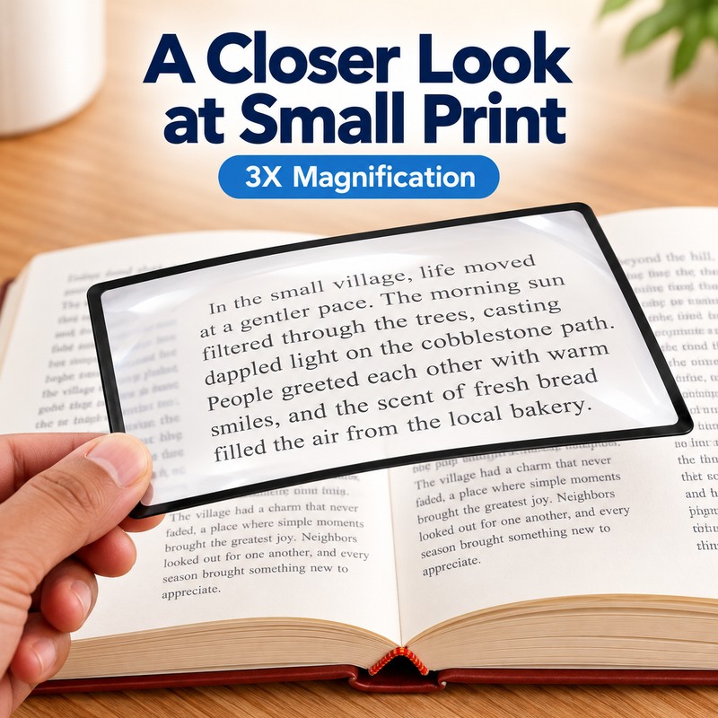 3X Reading Sheet Magnifier – 7 × 4.7 in Thin