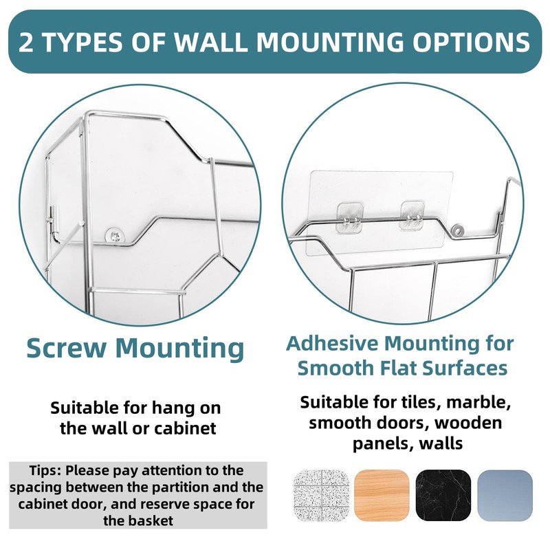 Cididu Kitchen Wrap Organizer Rack Wall Mount, Cabinet Door Organizer