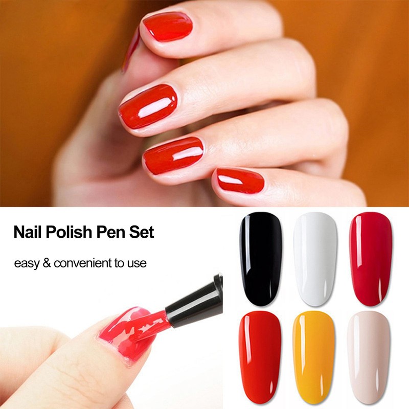 Gel Nail Polish Pen 6pcs One Step Nail Gel Pen