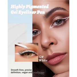 Waterline Gel Eyeliner Pencil, White Matte Waterproof Long Lasting Cream Eye Liner Pencil with Sharpener, Hypoallergenic Highly Pigmented Precision Smudge-Proof Smooth Eyeliner Makeup Pen for Women-12