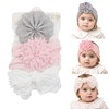 Kenjudess 3pcs Baby Girl Flower Nylon Headbands Soft Stretchy Donut