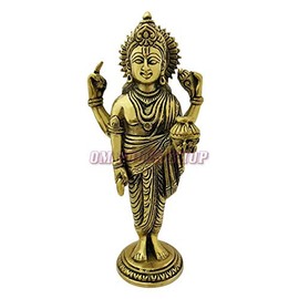 Om Pooja Shop Lord Dhanvantari Brass Idol | Hindu God Lord of Ayurveda Sculpture