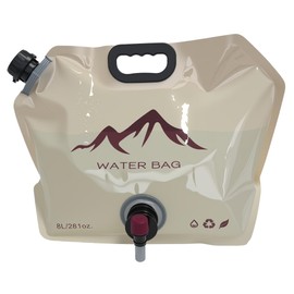 FANEAMADE Water Storage Containers,2 Gallon (8 L) Collapsible Camping Water Jug,BPA Free Food Grade Water Container With Spigot,Potable Folding Emergency Water Bags for Hiking & Outdoor (Khaki)