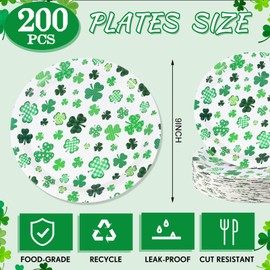Hushee 200 Pieces 9 Inch Sage Green Paper Plates Eucalyptus Disposable Dinner Plates Greenery Leaves Paper Plates Decorative Tableware for Baby Shower Bridal Shower Wedding Birthday Party Supplies