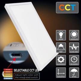 LED ATOMANT 4 Pack 1x2 LED Surface Mount Panel Light 40W 4000LM, 5CCT Selectable 3000K/3500K/4000K/4500K/5000K, Power Selectable 20W to 40W, Dimmable with 0-10V Dimmer