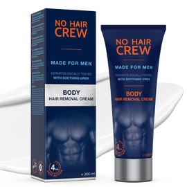 NO HAIR CREW - Crema Depilatoria Corporal Masculina - Bote de 200 ml - Hecha Para Hombres -Suave con la piel - Sin riesgo de cortes - 24 horas de hidratación