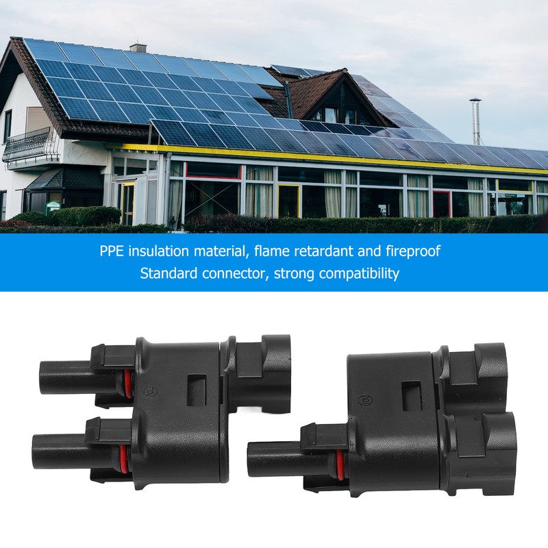 2PCS Solar PV Connector 2 to 1 Photovoltaic Crimp Connector
