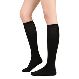 Black Knee High Socks for Women Athletic Black Calf Socks Long Soccer Socks Compression Socks 1 Pack Black